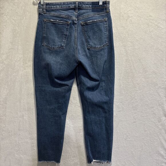 Abercrombie & Fitch The Mom High Rise Jeans Distressed Blue Denim Size 8 Stretch - Picture 6 of 12